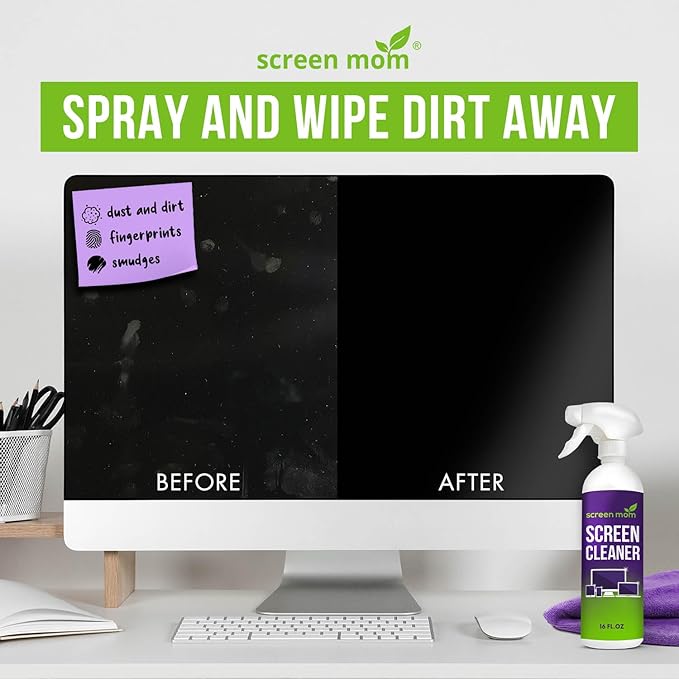 Screen Mom Screen Cleaner Spray and Microfiber Cloth 2-Pack Screen Cleaner
