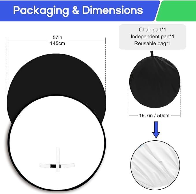 Portable Black White Screen Chair, 57 in Screen Backdrop