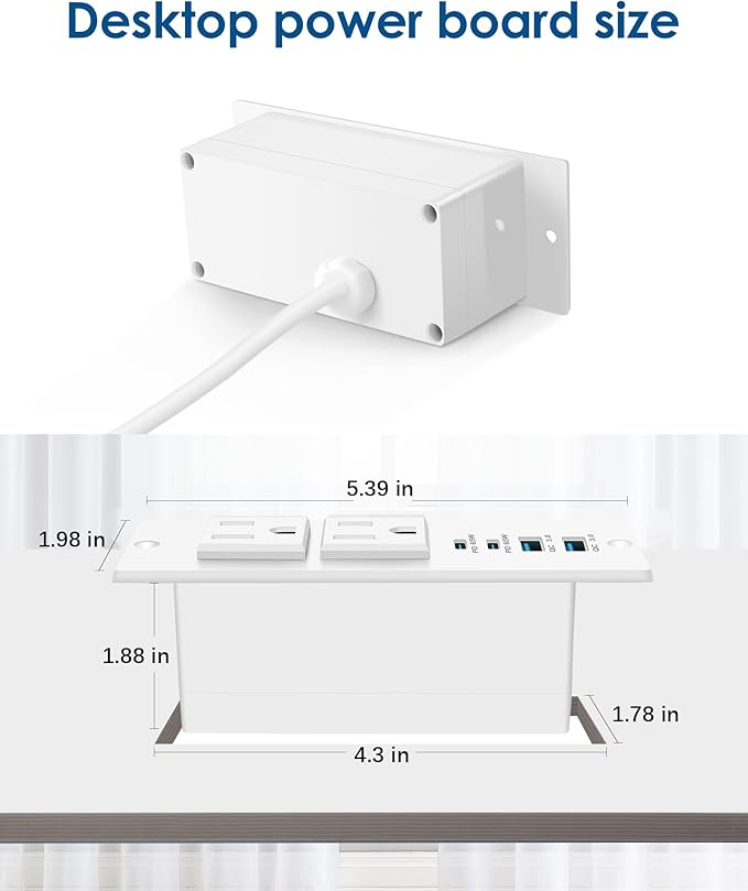 Recessed Power Strip Fast Charging Station 2 PD 65W USB C, Flush Mount