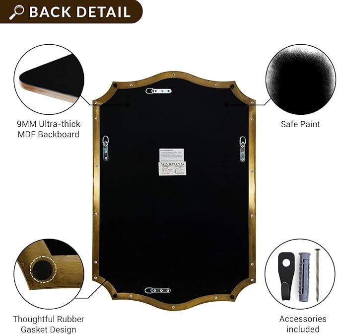 ANDY STAR Bathroom Vanity Mirror, 24x36 Irregular Wall Mirror, Asymmetrical