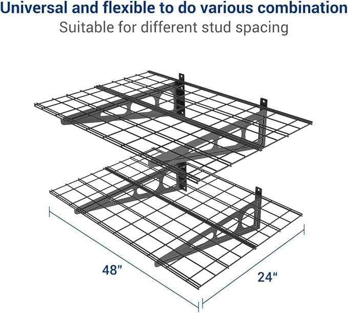 FLEXIMOUNTS 2 Pack 2x4ft Garage Shelving, Wall Shelf Garage Storage Rack
