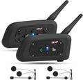 EJEAS V6 Pro Motorcycle Bluetooth Headset, Upgraded 2 Riders Intercom Helmet (2 Pack)