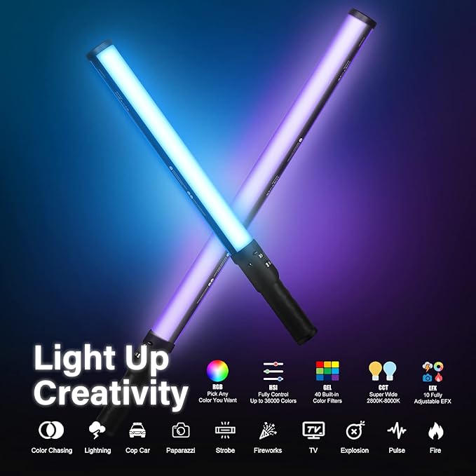 Mettlelite LS400C RGB LED Light Stick Full Color Continuous Output Video Light