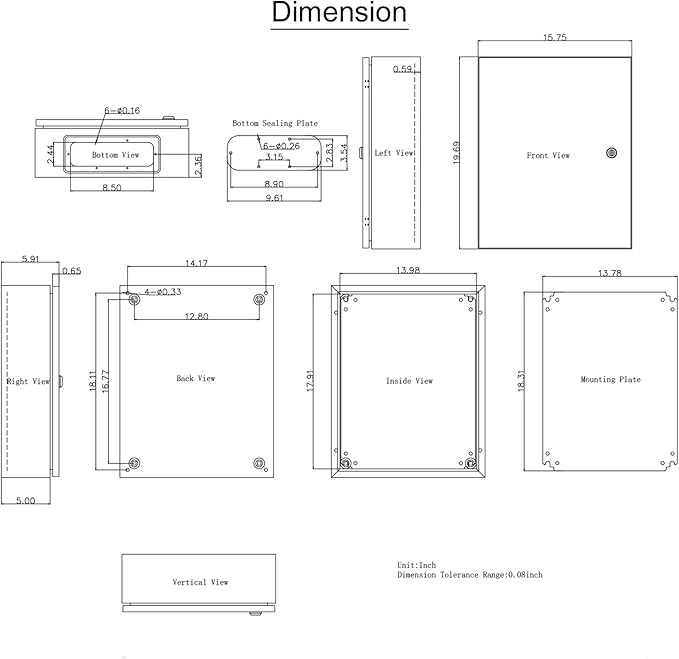 VEVOR NEMA Steel Enclosure, IP66 Waterproof & Dustproof, Outdoor/Indoor
