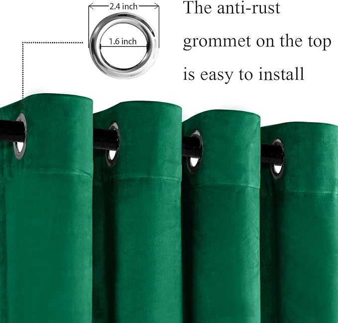 JIUZHEN Green Velvet Curtains 96 inches
