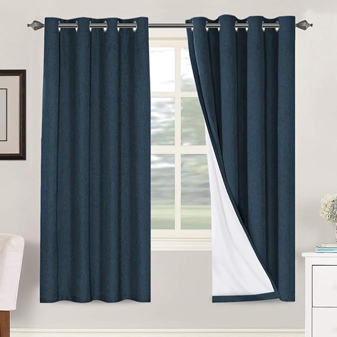 H.VERSAILTEX Linen Blackout Curtains 72 Inches Long 100% Absolutely Blackout