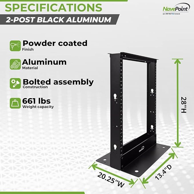 NavePoint 13U 2 Post Open Frame Server Rack