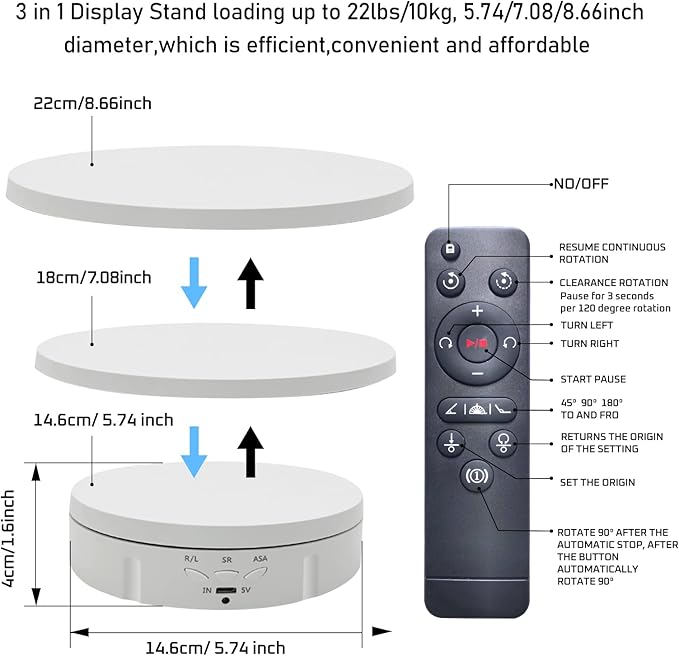 JAYEGT 3in 1 Motorized Rotating Display Stand