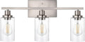 WINSHEN Bathroom Light Fixtures 3-Lights Seeded Glass in Brushed Nickel Finish