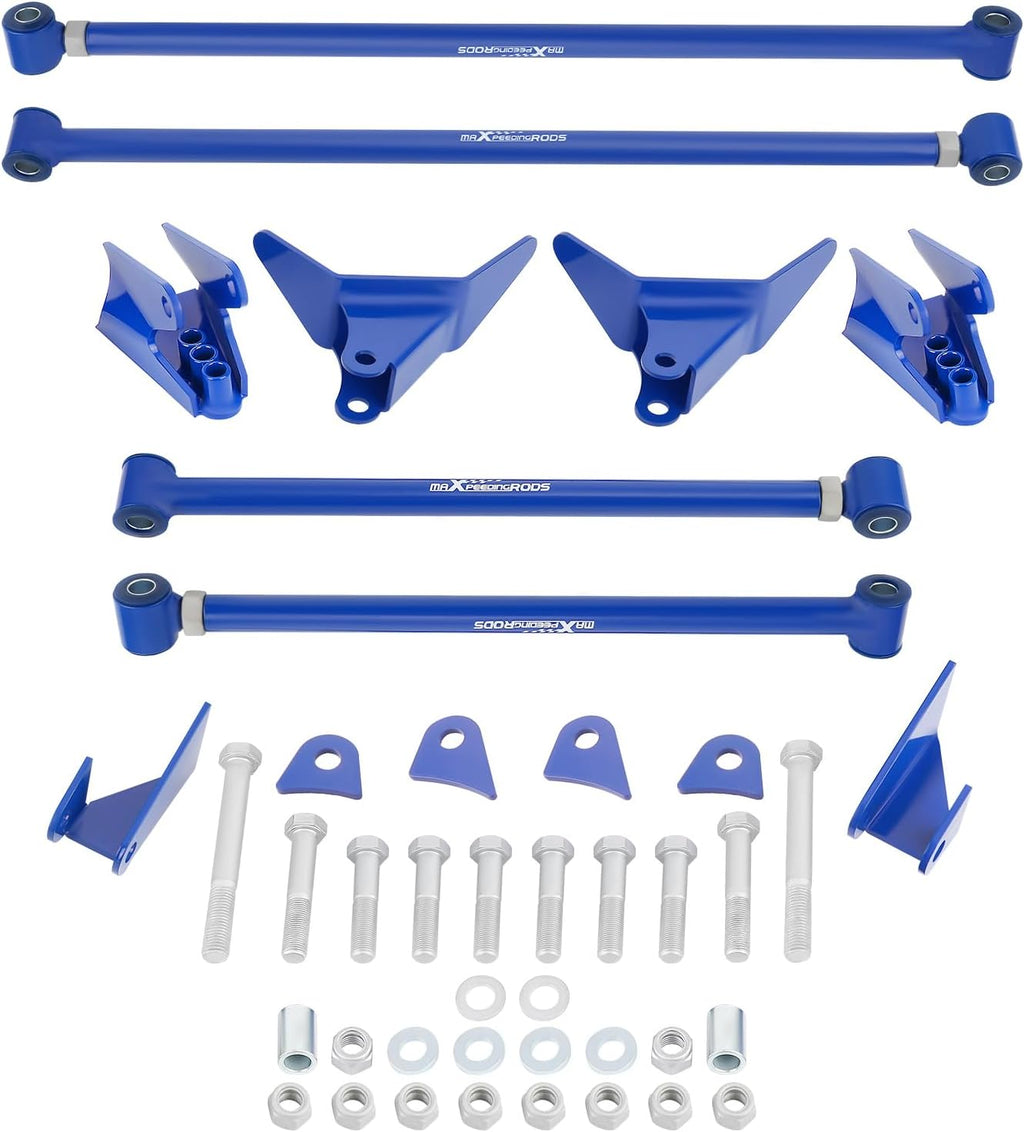 maXpeedingrods Triangulated 4 Link Kit for Chevy S10 Pickup 1994-2004 Rear Suspension 28" Steel Bar for Truck Adjustable