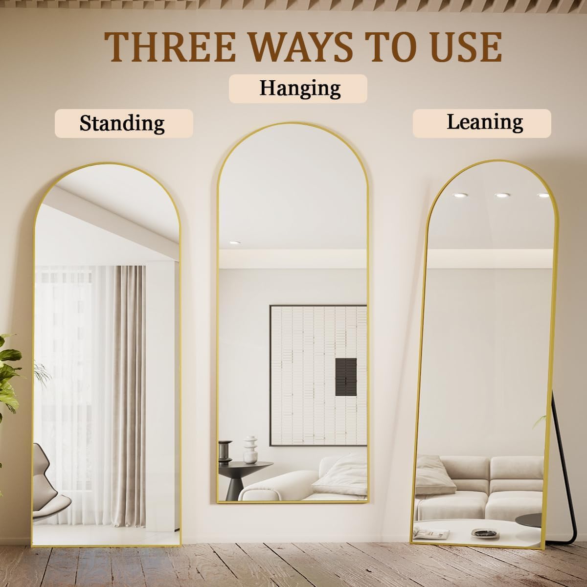 Koonmi 71x28 Arched Full Length Mirror, Floor Mirror with Stand
