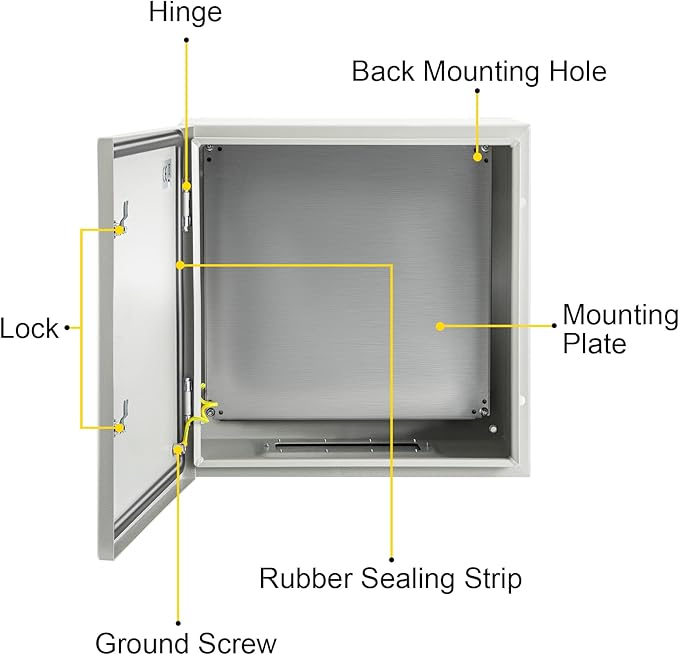 VEVOR NEMA Steel Enclosure, IP66 Waterproof & Dustproof, Outdoor/Indoor