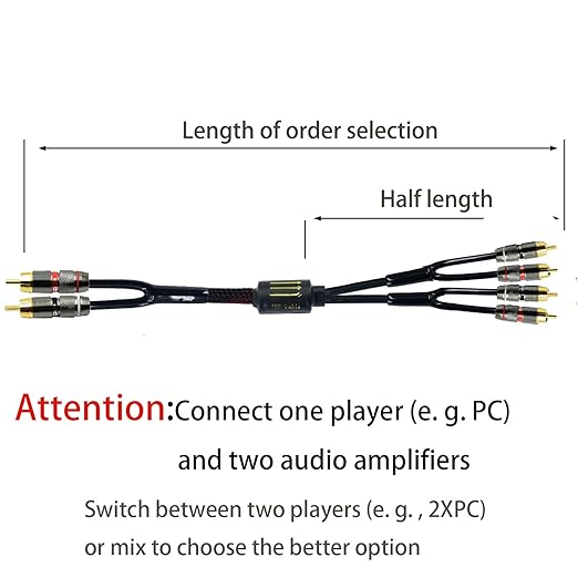Arklove 15ft Shielded RCA Plug Splitter Stereo Audio Video Cable 2 Male to 4