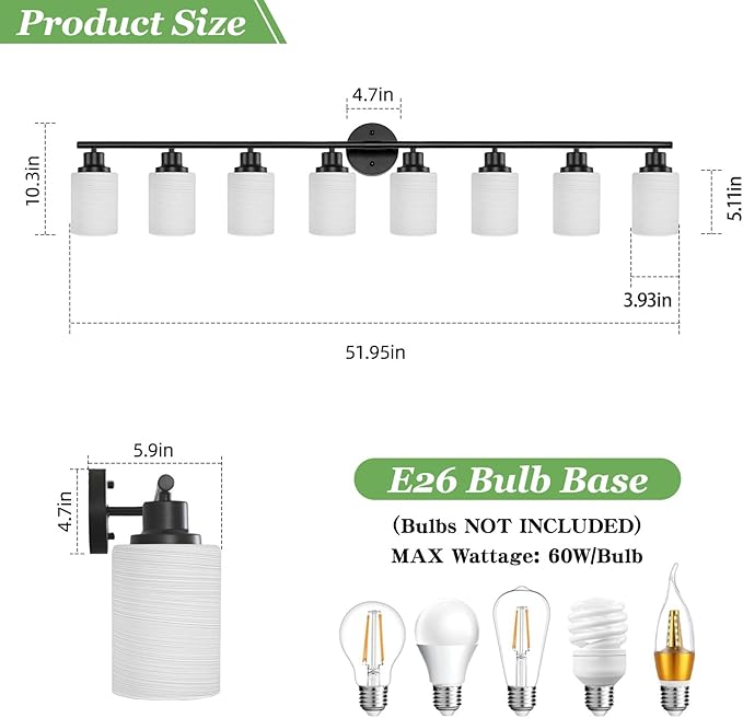 Guliaofo 8-Light Vanity Lights, Modern Vanity Lighting Fixture