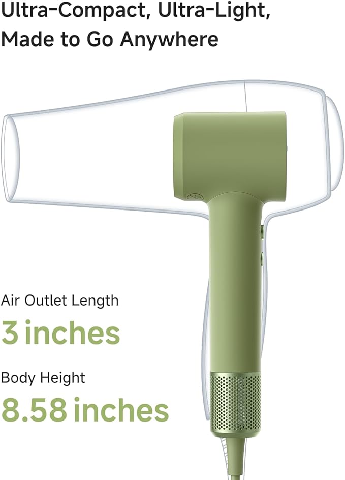Laifen MINI Hair Dryer, Lightweight and Compact High Speed 200M Ionic Blow Dryer