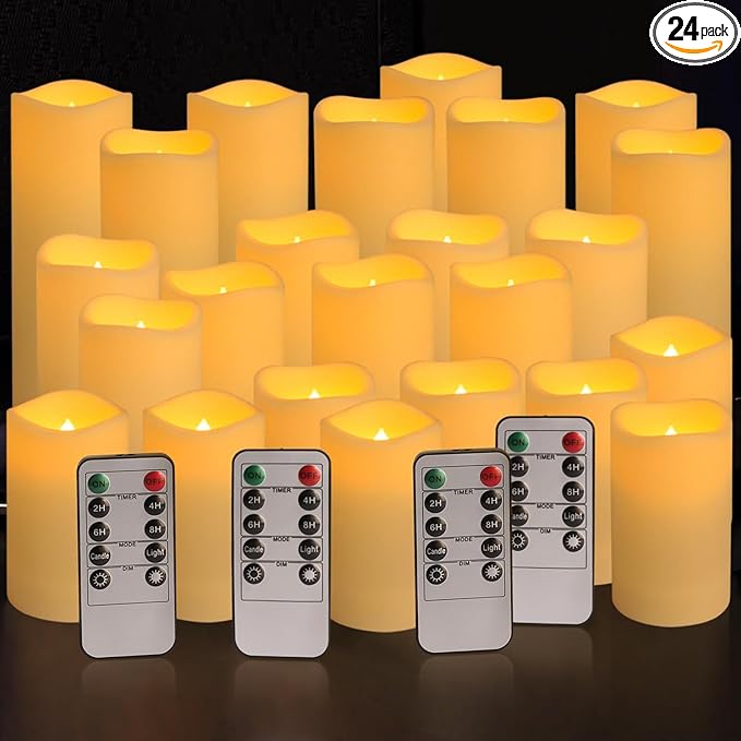 Set of 24 Waterproof Outdoor Flameless Candles, LED Candles