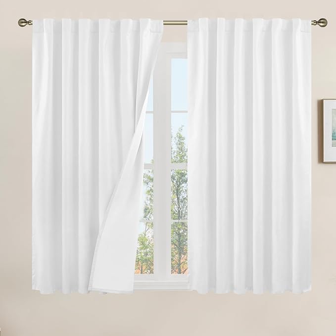 LAMIT Linen 100% Blackout Window Curtains