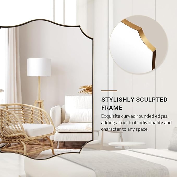 ANDY STAR Bathroom Vanity Mirror, 24x36 Irregular Wall Mirror, Asymmetrical