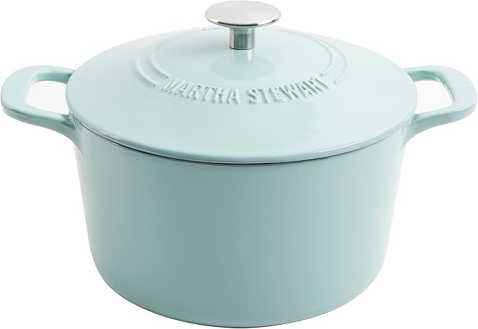 MARTHA STEWART Gatwick 7-Quart Enamel Cast Iron Dutch Oven – Martha Blue –