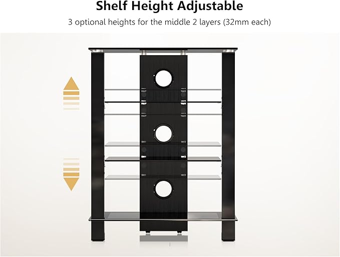 FITUEYES 4-Tier AV Media Cabinet Stand Component Cabinet, Gaming TV Stand and