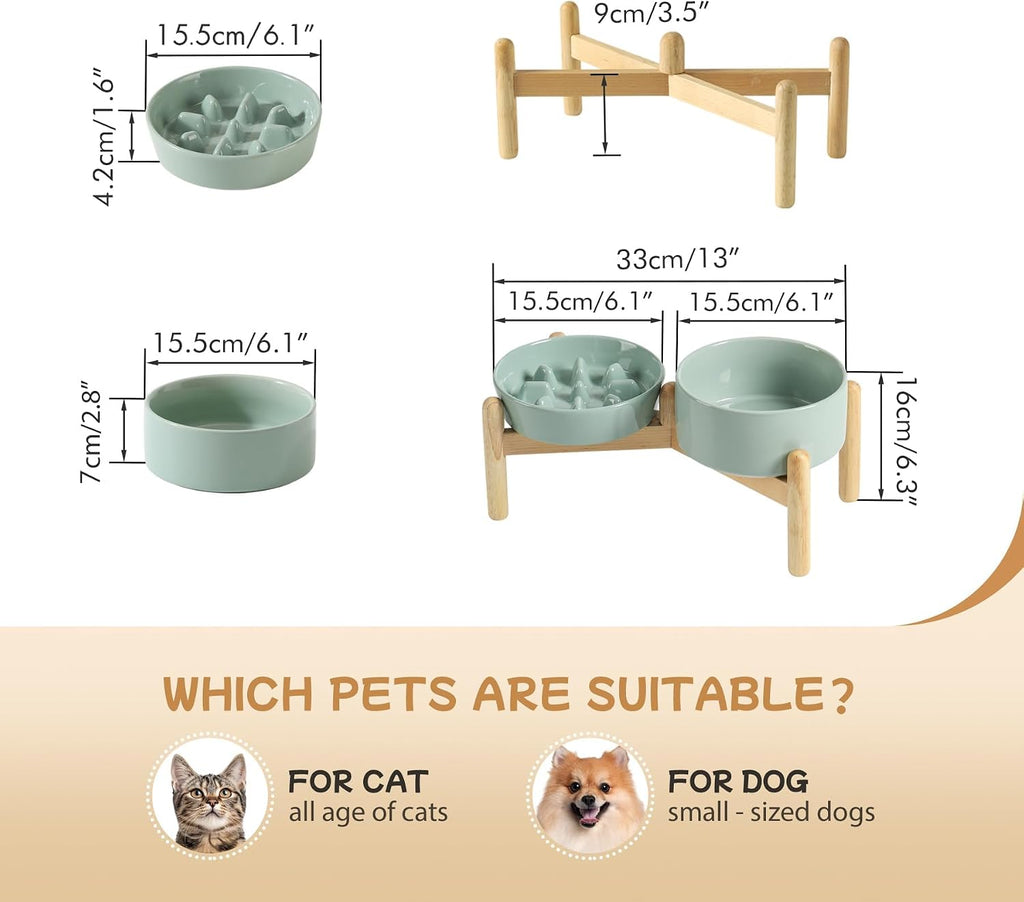 ceramic 0.9 cup raised slow feeder dog bowl, close-up detail