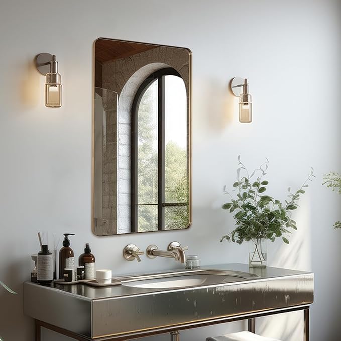 ANDY STAR 30"x48" Brass Gold Bathroom Mirror, Large Wall Mirror