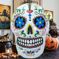 AJY 4 Feet Colorful Skull Halloween Inflatable Built-in LED Lights