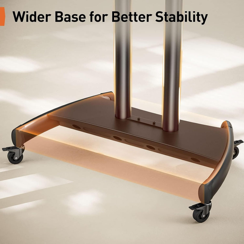 perlegear rolling tv stand, portable tv stand on, close-up detail