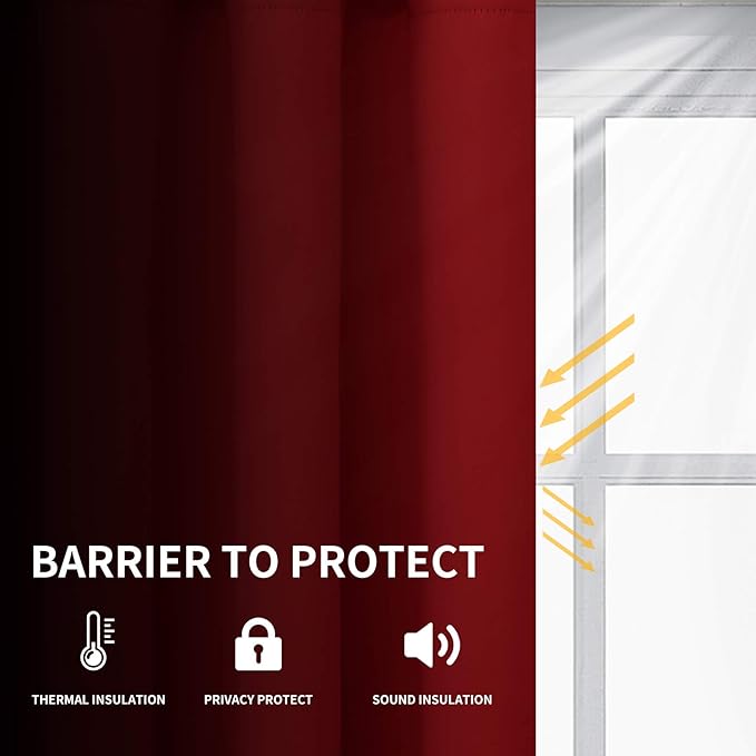 Easy-Going Blackout Curtains for Bedroom, Solid Thermal Insulated Grommet and