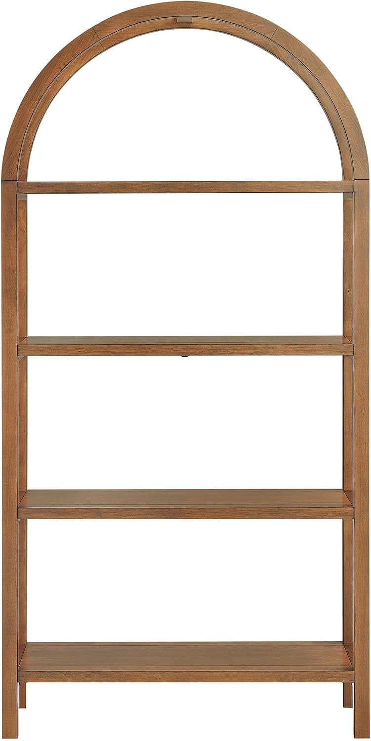 Modway Vexley 72 Inch Large Arched Bookshelf in Walnut – Modern Pine and Acac...