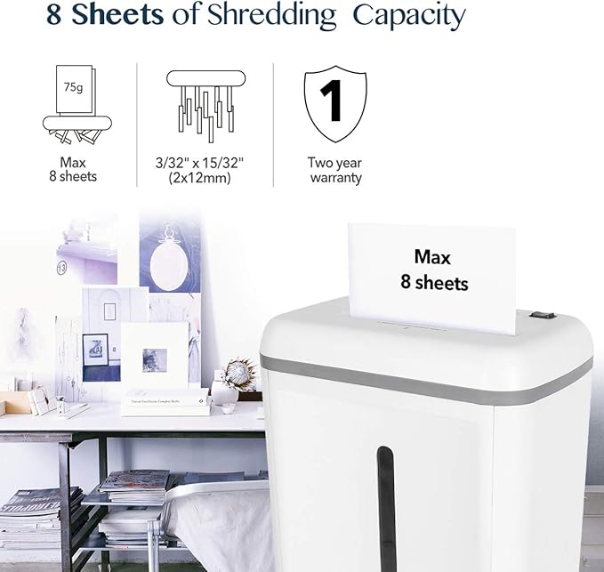WOLVERINE 8-Sheet Super Micro Cut High Security Level P-5 Ultra Quiet