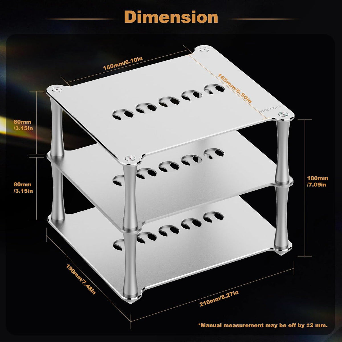 BK1 Desktop HiFi Stand: Aluminum Audio Rack A1 D1 Q1 Amplifier DAC Preamp with Passive Cooling Modular Stack Design for Home Desk Setup