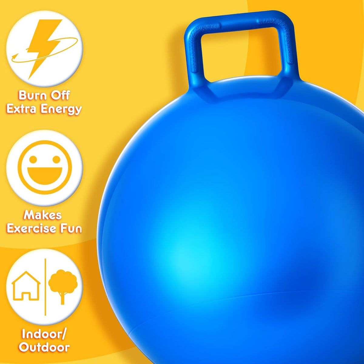Lewtemi 2 Pcs 29 Inch Big Bouncing Ball with Handle Jumping Hopper Bouncy Ball for Adults Exercise and Air Pump for Outdoor Sports Game(Blue, Purple)
