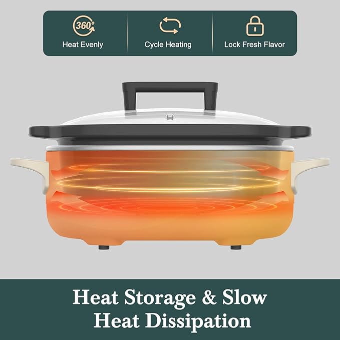 MAGNIFIQUE 6 Quart Programmable Slow Cooker Removable Healthy Nonstick Pot