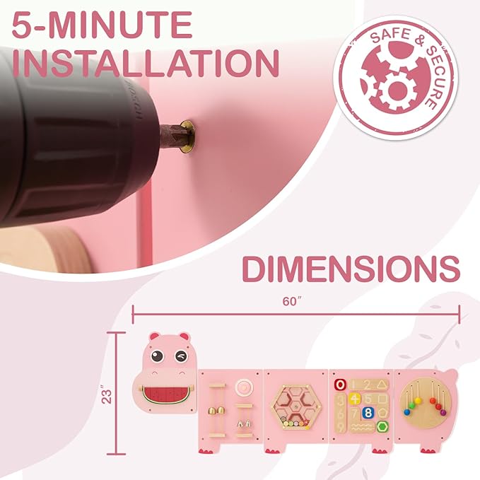 Monläurd® Hippo Montessori Busy Board, Sensory Board, Educational Toys