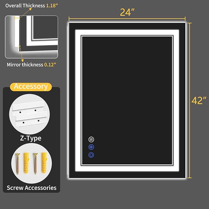 24"x42" LED Bathroom Mirror
