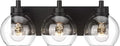 METWET Bathroom Light Fixtures, 3-Light Matte Black Vanity Light, Modern Wall