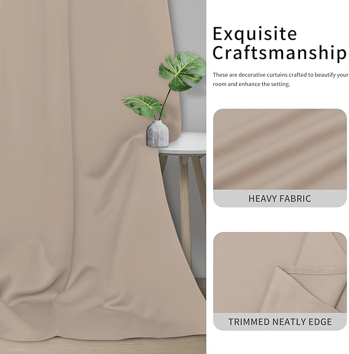 Easy-Going Blackout Curtains for Bedroom, Solid Thermal Insulated Grommet and
