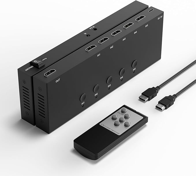5-in-1 HDMI Converter with 4k@60Hz HDMI Switch & Infrared Remote Control