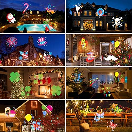 Christmas Halloween Lights Projector Outdoor,Syslux Holiday Projector Lights,16 HD Slides LED Waterproof Light Indoor Lights with Remote Control for Party Garden Halloween Xmas Landscape Decor
