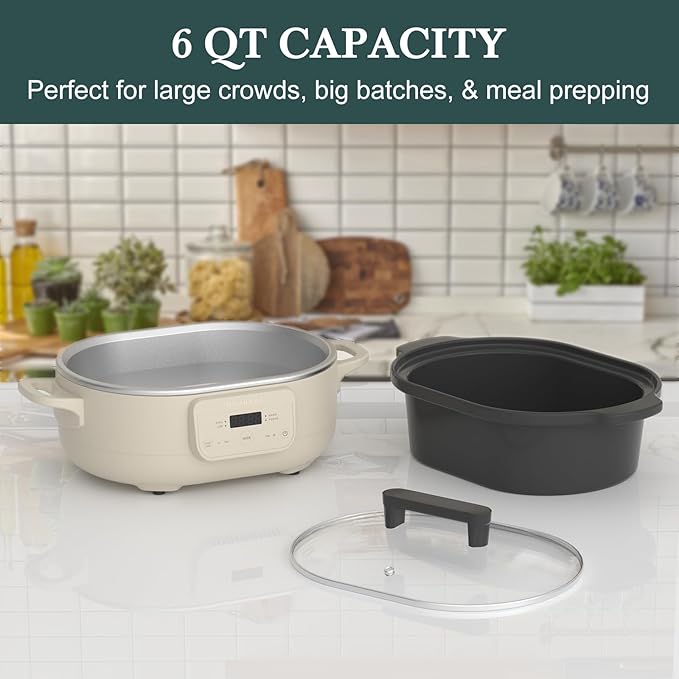 MAGNIFIQUE 6 Quart Programmable Slow Cooker Removable Healthy Nonstick Pot