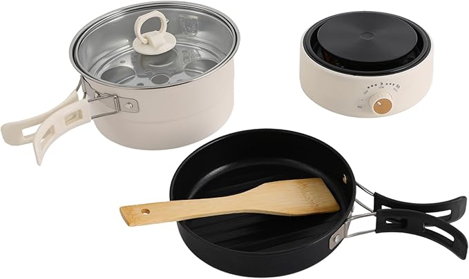 Portable Electric Hot Pot with Foldable Handles, Non-stick Frying Pan, Mini Hot