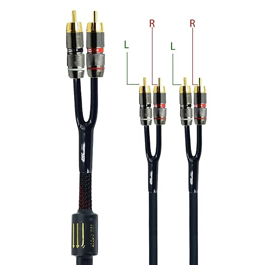 Arklove 5ft Shielded RCA Plug Splitter Stereo Audio Video Cable 2 Male to 4