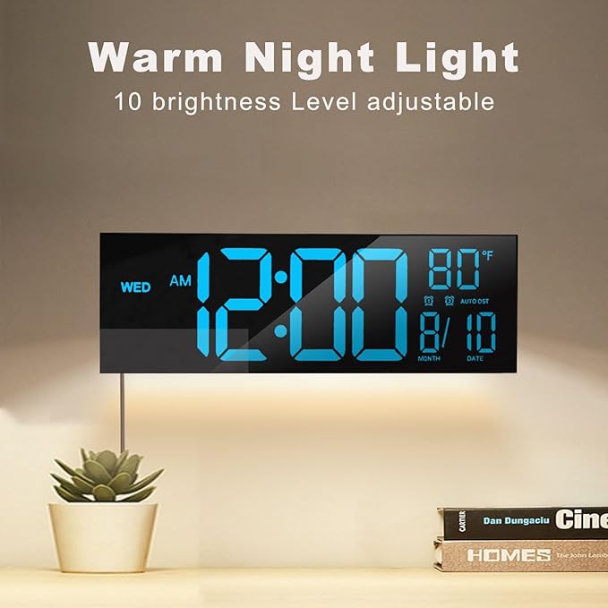 JALL 16" Large Digital Wall Mount Clock, Count Down Timer, Big LED, Temperature
