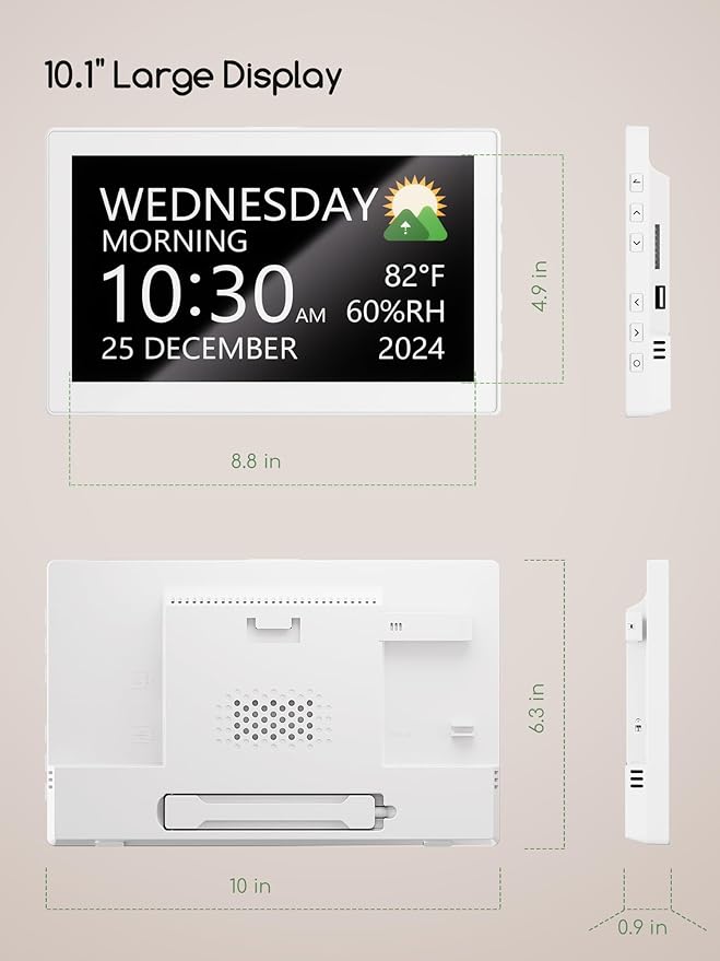 Raynic Digital Clock, 10.1 Inch Large Display Calendar Clock