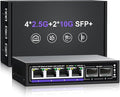 6 Port 2.5G Unmanaged Ethernet Switch, 4 x 2.5G Base-T Ports, 2 x 10G SFP+