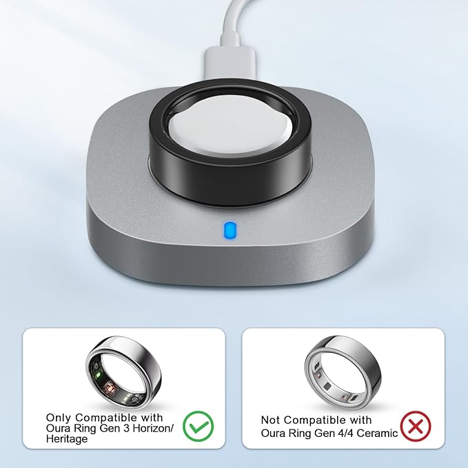 ZOOROO Charger Compatible with Oura Ring Gen 3 Size 7, Fast Charging Dock with