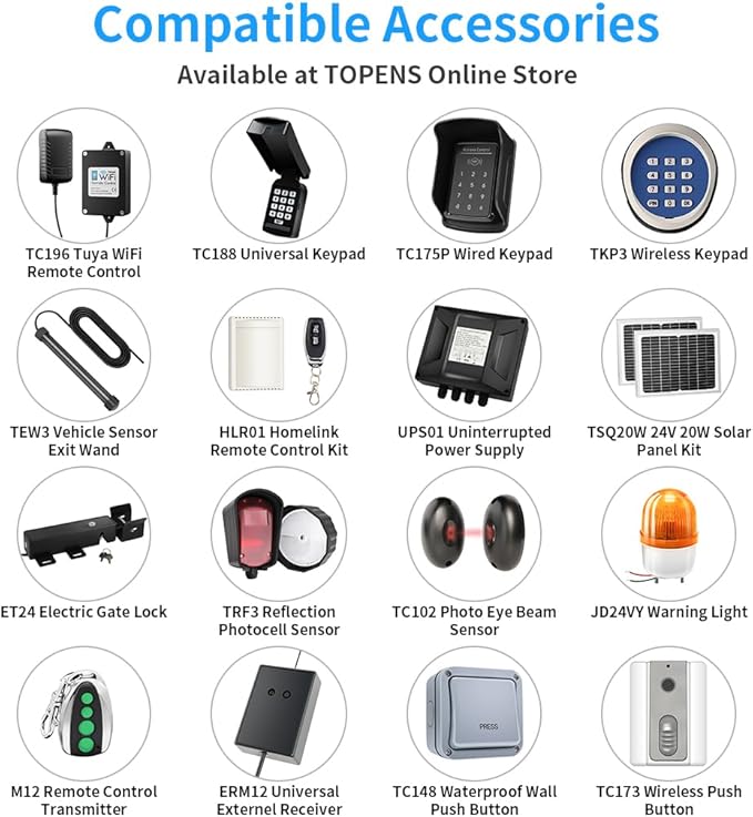TOPENS A8131 Single Swing Gate Opener Heavy Duty Automatic Gate Motor