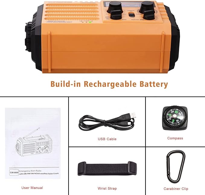 NOAA Weather Radio AM/FM/Shortwave, 5 Way Powered Emergency Radio