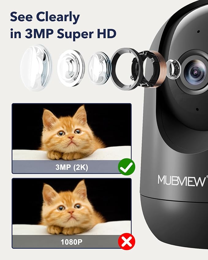 MUBVIEW Cameras for Home Security, Indoor Security Camera, 2.4/5GHz WiFi Wired